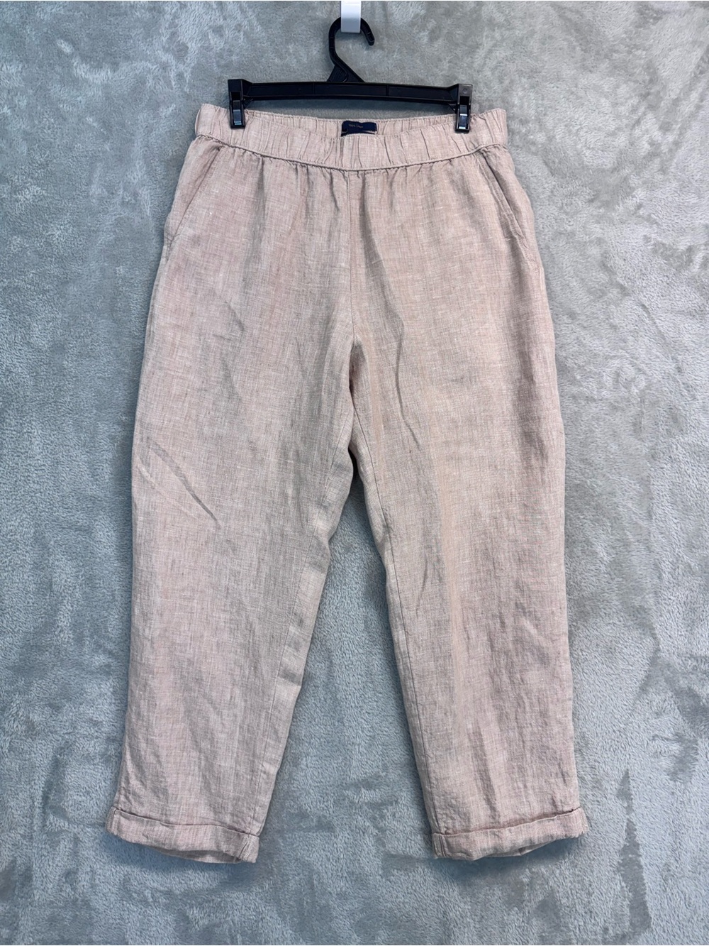 Rachel Roy pull-on 100% Linen Cropped Pants Taupe Tan Shade Size M